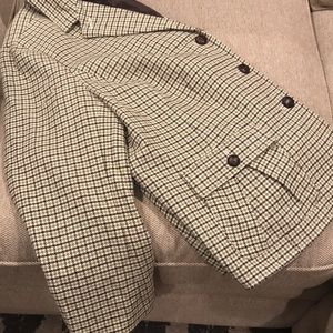 Talbots Woman Pale Green & Brown Check Blazer